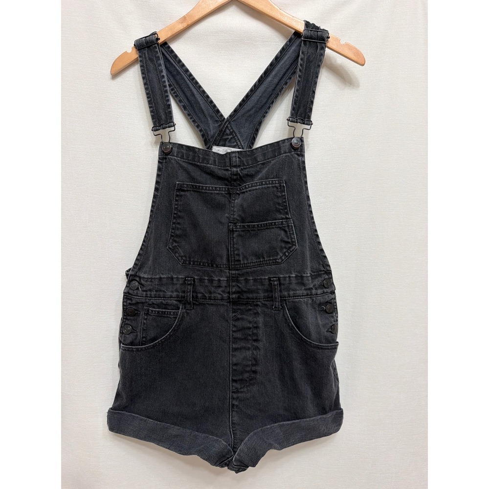 We The Free Free People Women S Shortalls Black Denim Bib Overalls Festival Boho